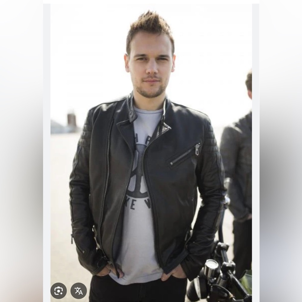 COCKPIT USA Men’s MEDIUM Genuine Leather Biker Jacket Y2K Cafe Moto Racer